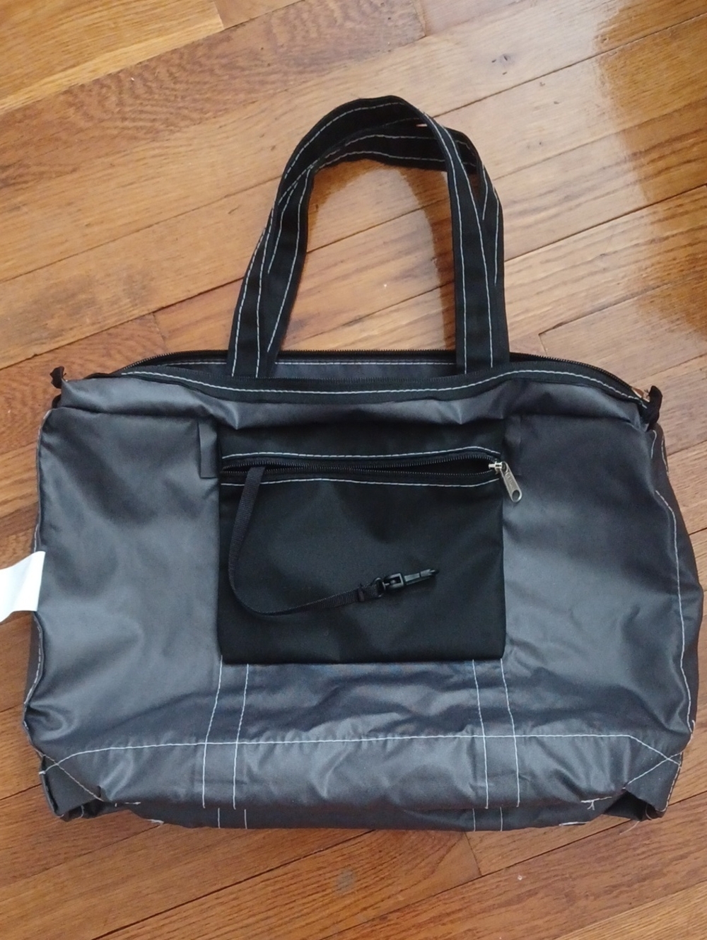 L.L. Bean Tote Bag Lightweight Boat Tote Black And Gray Medium Tote Bag W/ Zip - Picture 14 of 16